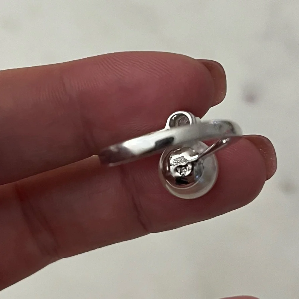 Sterling silver 925 pearl and cubic zirconia ring